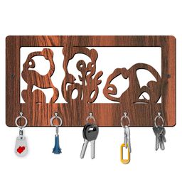 Olive Tree Key Hanger | Key Holder for Home | Key Chain Holders for Wall | Wall Mount Key Holder | Wall Stylish Key Stand (5 Hooks) - Brown with Panda-picture-15
