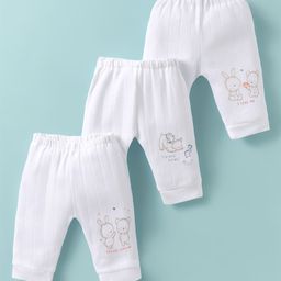 Zero Sinker Knit Full Length Leggings with Animal Print Pack of 3 - White-image-10