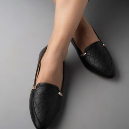 Shoetopia Textured Ballerinas - Black-image-68