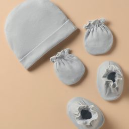 Ben Benny Interlock Knit Solid Color Cap Mittens And Booties Set Grey - Diameter 10 cm-picture-11