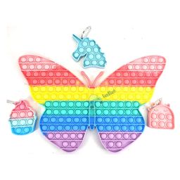 YAMAMA Jumbo Butterfly with 3 Keychain Pop it Silicon Fidget Toy Pack of 4 - Multicolor image 2