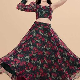 F Plus Fashion Girls Black Net Semi-Stitched Lehenga Choli-image-33