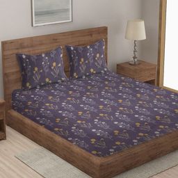 Myntra Elegant Homes Grey And White Floral Printed 300 TC King Bedsheet Set 2.50m x 2.25m-image-6