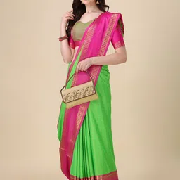 DIVASTRI Ethnic Motifs Zari Mysore Silk Saree-image-87