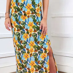 Dressberry Floral Printed A Line Maxi Skirt-12