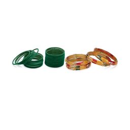 Somil Classic Combo Glass Bangles | Simple Chudi Set For Women & Girls | Daily Use & Special Occasions, Combo Of 2 Set, Green, Multicolor-image-81