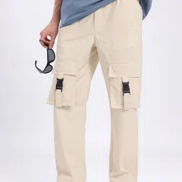 glitchez Men Paneled Relaxed Fit Cargo Trousers-picture-20