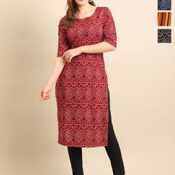 Anouk Rustic Women Pack of 4 Ethnic Motifs Printed Straight Kurtas-picture-54