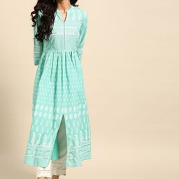 Anouk Women Ethnic Motifs Printed Keyhole Neck Anarkali Kurta-53