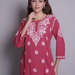 Seva Chikan Ethnic Motifs Embroidered Chikankari Chikankari Kurti-picture-49