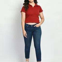 Brainbees Women Shirt Collar Cotton Crop Top-image-41
