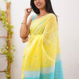 VILLE FASHION Woven Design Zari Linen Blend Kota Saree-picture-11