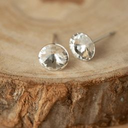 Rukhmani Silver Plated American Diamond Studded Circular Shape Studs-13