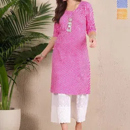 Anouk Rustic Women Pack of 3 Ethnic Motifs Printed Straight Crepe Kurta-image-75