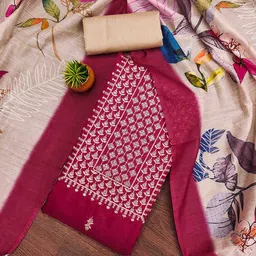 DIVASTRI Floral Embroidered Thread Work Unstitched Dress Material-image-89