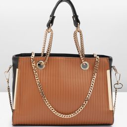 Mast & Harbour Colourblocked Striped Structured Shoulder Bag-10