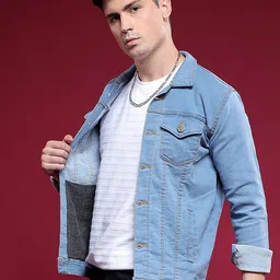 COMFITS Men Spread Collar Solid Denim Jacket-picture-41