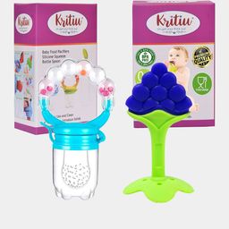Kritiu Kids 2-Pcs Blue & Green Textured Teether Combo Set-12