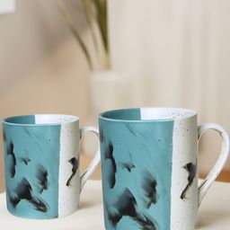 Ekaura Blue & White 2 Pieces Printed Ceramic Matte Mugs-image-78