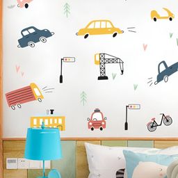 INDIAN ROYALS White & Red Cartoon Car Building Self Adhesive Wall Sticker-picture-33