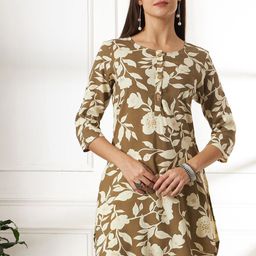 Anouk Rustic Floral Printed Round Neck Three-Quarter Sleeves Regular Straight Kurta-36