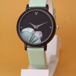 VIRAKTI Women Brass Printed Dial & Leather Straps Analogue Watch G-36-GEEN-V.Y-image-27