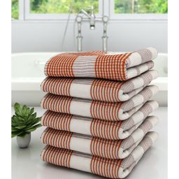 Athom Living 100% Premium Cotton Bath Towel Diamond Border Pack Of 6 - Red-image-38