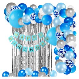 Bubble Trouble Happy Birthday Decoration Kit  Combo with 1 Pc Blue Banner 1 pc Glue Dot 1 Pc Silver Fringe Curtain for Kids Birthday Decoration Items - Pack of 60-image-84