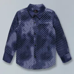 Kiddopanti Full Sleeves All Over Polka Dot Printed Colour Faded Shirt - Blue-picture-13