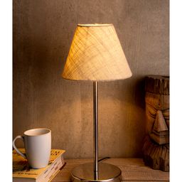 Green Girgit Metal Table Lamp with White Jute Shade-27