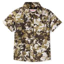Babyhug 100% Cotton Woven Half Sleeve Regular Collar One Pocket Shirt With Camouflage Print- Multicolor-image-58