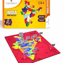 Rinish India Indian Puzzle Map with State Capitals and Flag Educational Learning Toys for Kids Boys & Girls-8