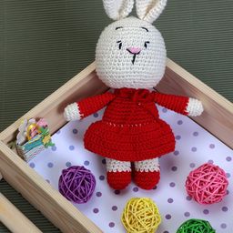 Crochet Bunny Girl Soft Toys - Red-20