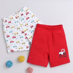 BUMZEE Pack Of 2 Cars Printed Shorts - Red & White-image-88