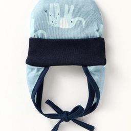 OHMS Interlock Knit Tie Knot Cap with Elephant Print Light Blue - Diameter 10.5 cm-17