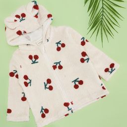 Pantaloons Baby Full Sleeves Cherries Printed Hooded Jacket - Cream-picture-28