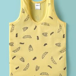 Taeko Single Jersey Knit Sleeveless Vest with Leaves Print - Yellow-picture-16