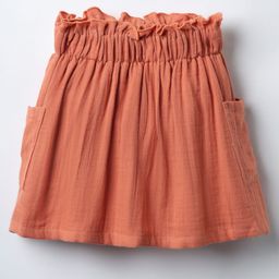 Simply Premium Linen Woven Knee Length Solid Skirt - Dark Peach-image-94