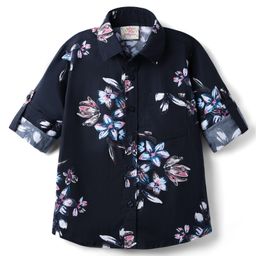 Rikidoos Full Sleeves Floral Printed Shirt - Black-image-101