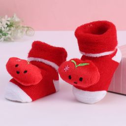 Cute Walk by Babyhug Fabric Socks With Tomato Applique - Red-image-85