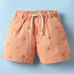 Simply Premium Twill Woven Knee Length Beach Theme Printed Shorts - Orange-image-91