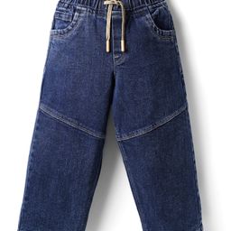 Olio Kids Denim Woven Full Length Solid Coloured Cut & Sew Jeans - Blue-picture-49
