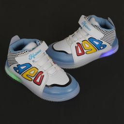 NEW STEPS Colour Blocked Maimne Text Designed LED Velcro Closure Shoes - Blue-image-71