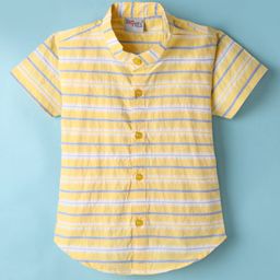 Dapper Dudes Half Sleeves Striped Shirt - Yellow-picture-30