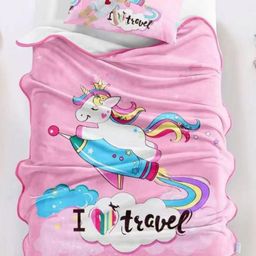 Butterthief Pink & Blue Cartoon Characters Fleece AC Room 210 GSM Blanket-image-36
