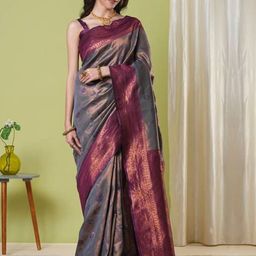 HERE&NOW Woven Design Zari Silk Blend Banarasi Saree-picture-51
