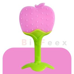 BitFeex Soft Silicone Baby Teether Pacifier Fruit Shape Baby Toys Infants Teethers Hygienic Case BPA Free (Graps & Apple) image 2