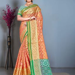 Anouk Ethnic Motifs Woven Design Zari Organza Jamdani Saree-25