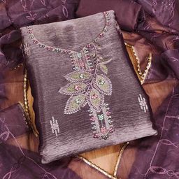 KIMISHA Embroidered Silk Chiffon Unstitched Dress Material-image-57