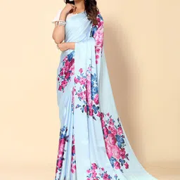 ODETTE Floral Printed Satin Saree-image-45
